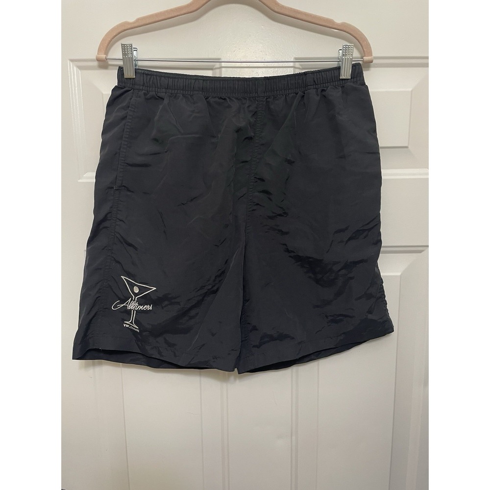 Alltimers VIP Lounge Nylon Skateboard Shorts Small BLACK Skater Beach Streetwear